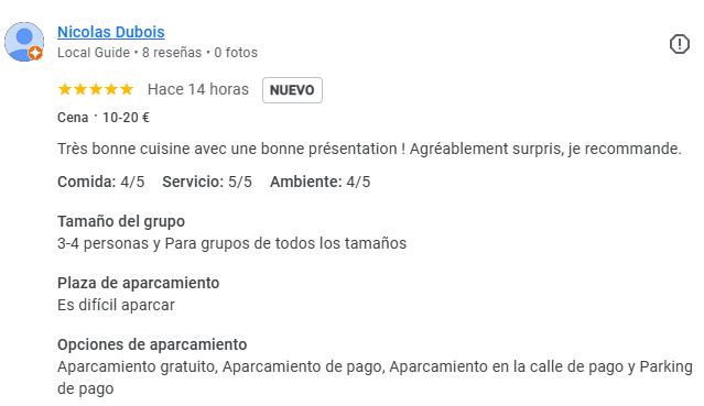 Bonjour Nicolas,

Un grand merci pour votre recommandation et votre retour positif ! Toute l’équipe du Restaurant El Carlit Steak House, situé au pied des pistes de Grandvalira au Pas de la Case, est ravie de savoir que vous avez apprécié la qualité de notre cuisine et la présentation des plats.

Nous mettons un point d’honneur à proposer des spécialités variées et généreuses : des tapas et entrées savoureuses, des fromages fondants, des pizzas artisanales, ainsi que des plats emblématiques comme le Tournedos Rossini, la paella, la fideuà, la fondue, la raclette, la tartiflette, ou encore nos viandes premium au barbecue telles que le bœuf Angus et l’onglet. Et pour finir sur une touche sucrée, tous nos desserts sont faits maison avec passion.

Nous prenons note de votre remarque sur le stationnement, qui peut en effet être délicat en haute saison. Merci de l’avoir signalé.

Au plaisir de vous accueillir à nouveau, que ce soit en petit comité ou en groupe, pour une nouvelle expérience gourmande au cœur des montagnes !